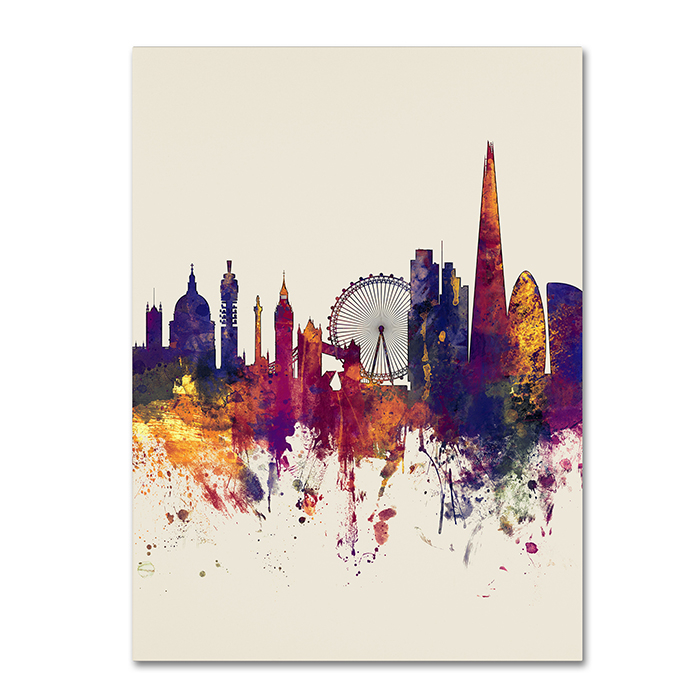 Michael Tompsett 'London Skyline Tall Beige' 14 X 19 Canvas Art