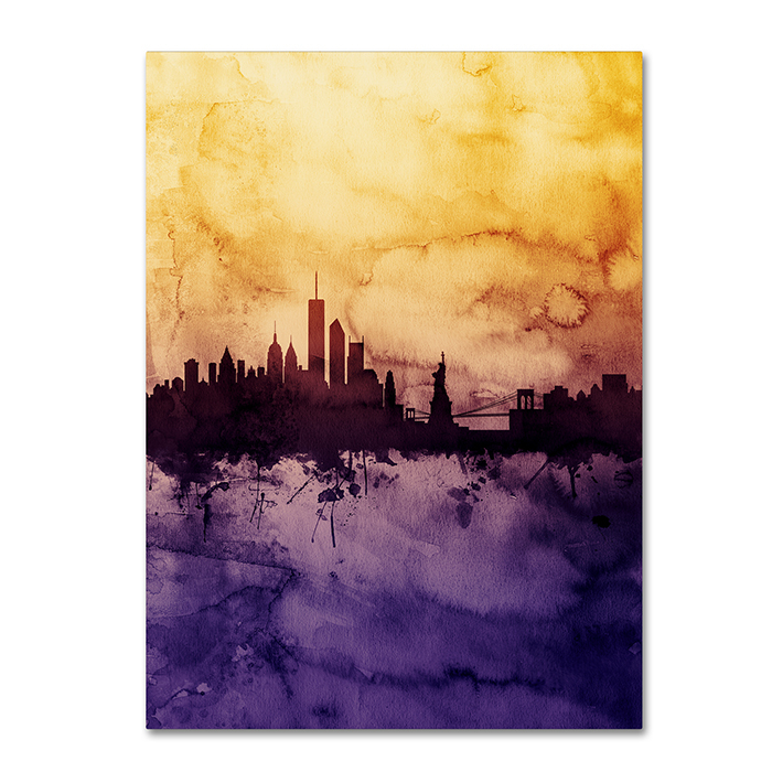 Michael Tompsett 'New York Skyline Tall Yellow' 14 X 19 Canvas Art