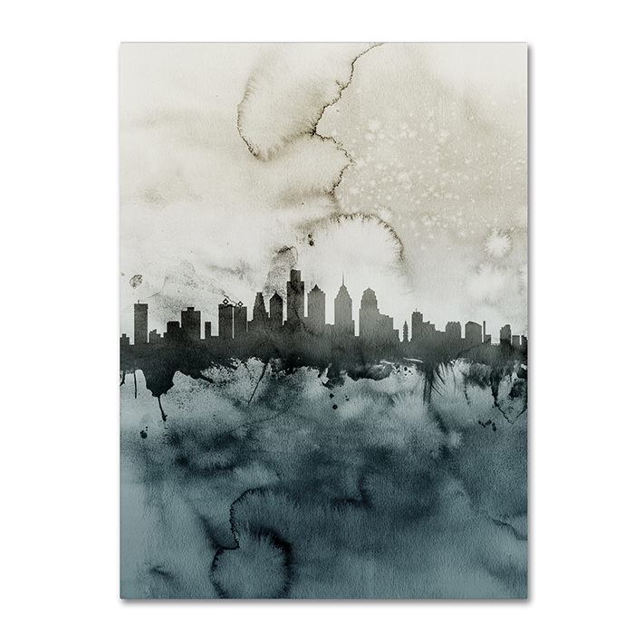 Michael Tompsett 'Philadelphia PA Skyline Tall 2' 14 X 19 Canvas Art