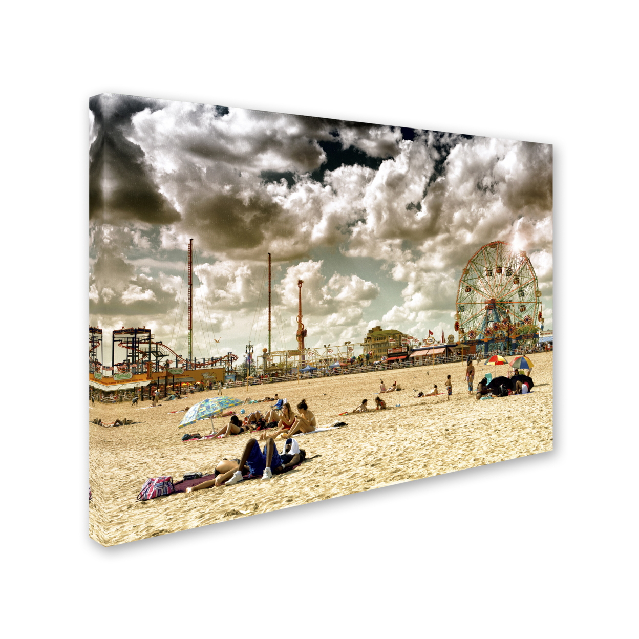 Philippe Hugonnard 'Coney Island Beach' 14 X 19 Canvas Art
