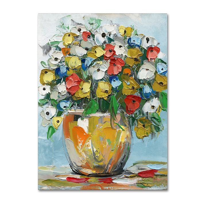 Hai Odelia 'Spring Flowers In A Vase 3' 14 X 19 Canvas Art