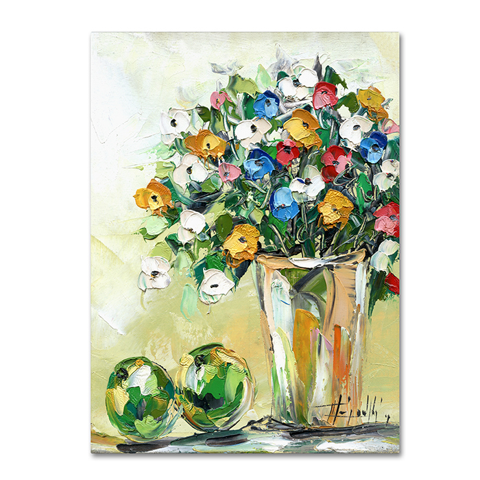 Hai Odelia 'Spring Flowers In A Vase 5' 14 X 19 Canvas Art