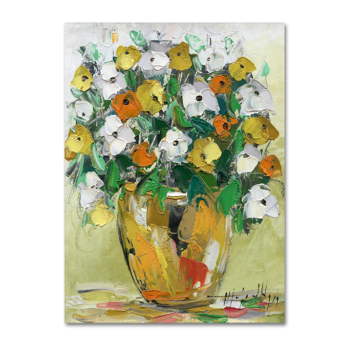 Hai Odelia 'Spring Flowers In A Vase 4' 14 X 19 Canvas Art