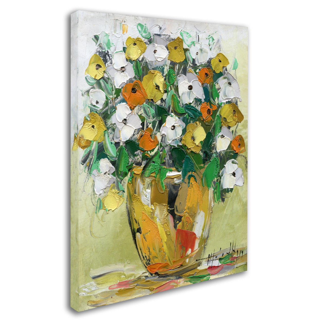 Hai Odelia 'Spring Flowers In A Vase 4' 14 X 19 Canvas Art