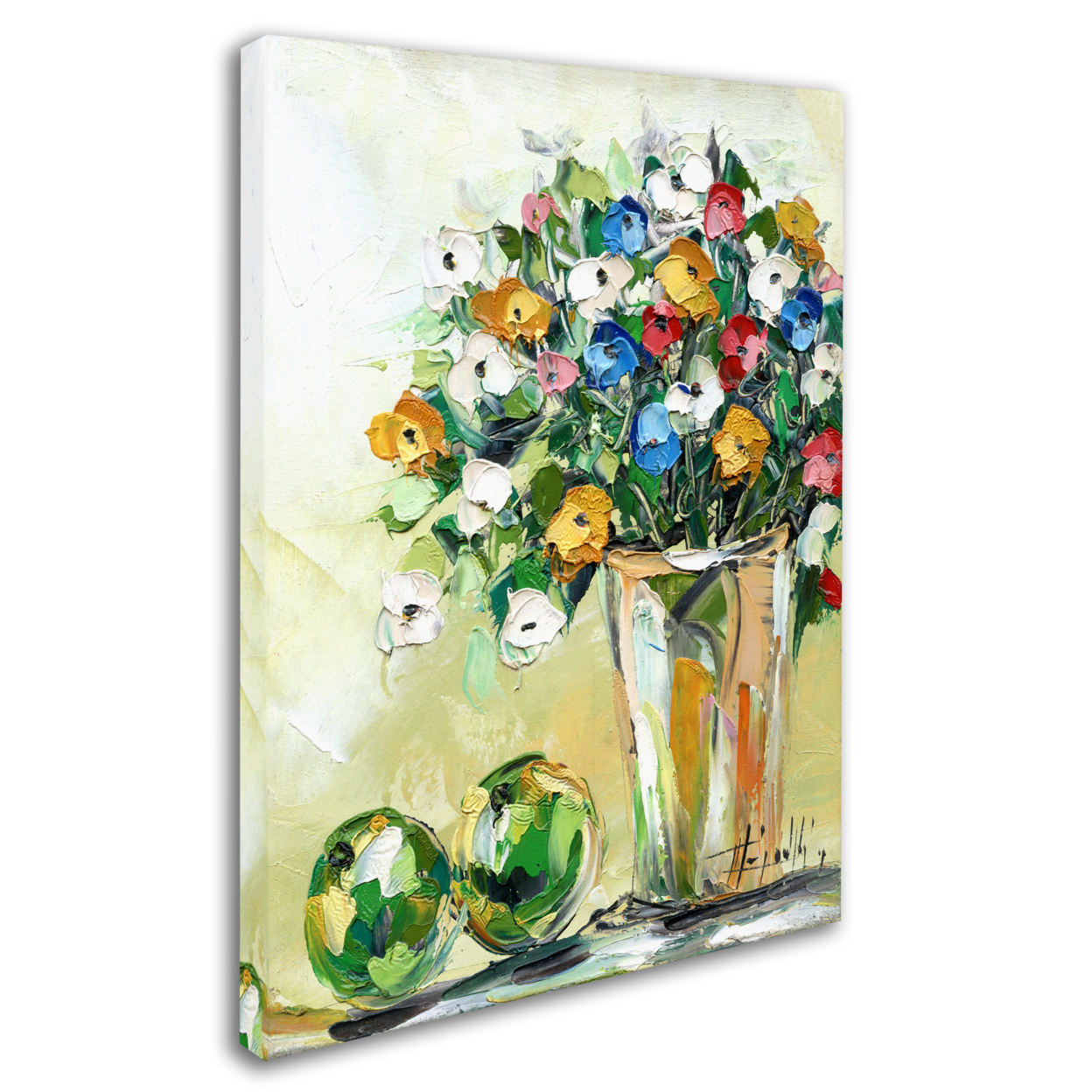 Hai Odelia 'Spring Flowers In A Vase 5' 14 X 19 Canvas Art