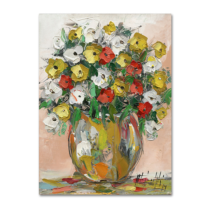 Hai Odelia 'Spring Flowers In A Vase 8' 14 X 19 Canvas Art