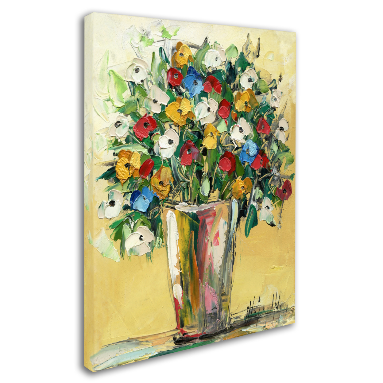 Hai Odelia 'Spring Flowers In A Vase 9' 14 X 19 Canvas Art