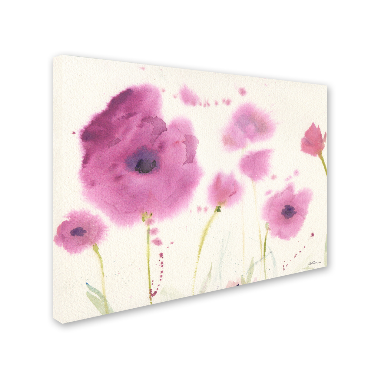 Sheila Golden 'Purple Poppies' 14 X 19 Canvas Art