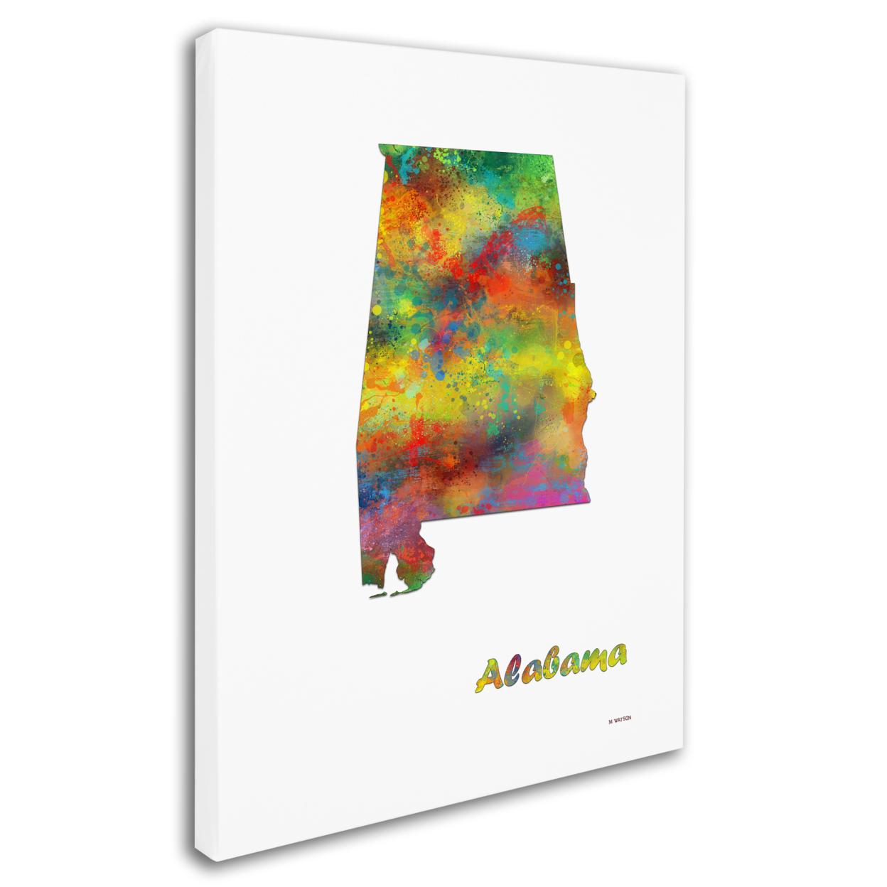 Marlene Watson 'Alabama State Map-1' 14 X 19 Canvas Art