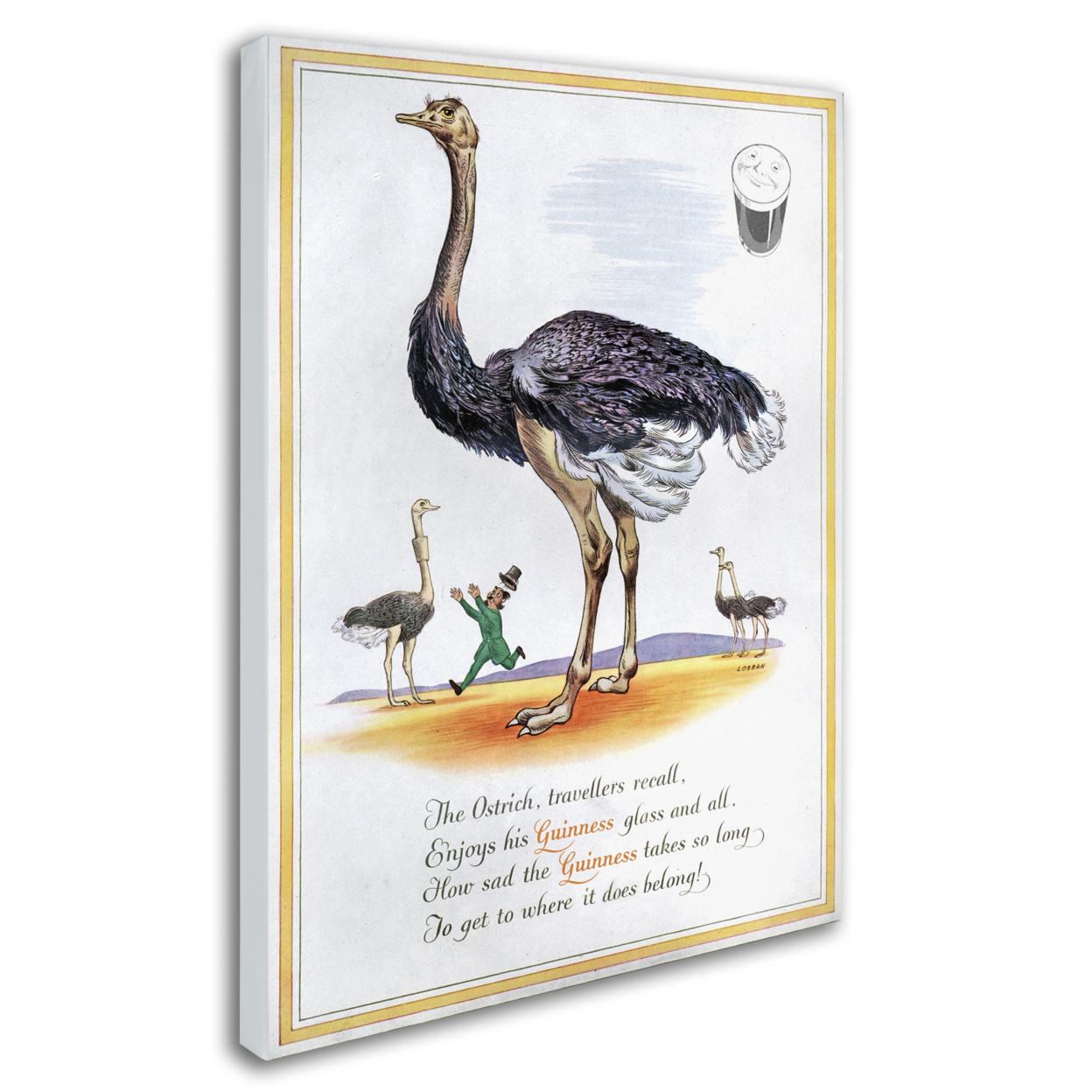 Guinness Brewery 'Guinness Ostrich' 14 X 19 Canvas Art