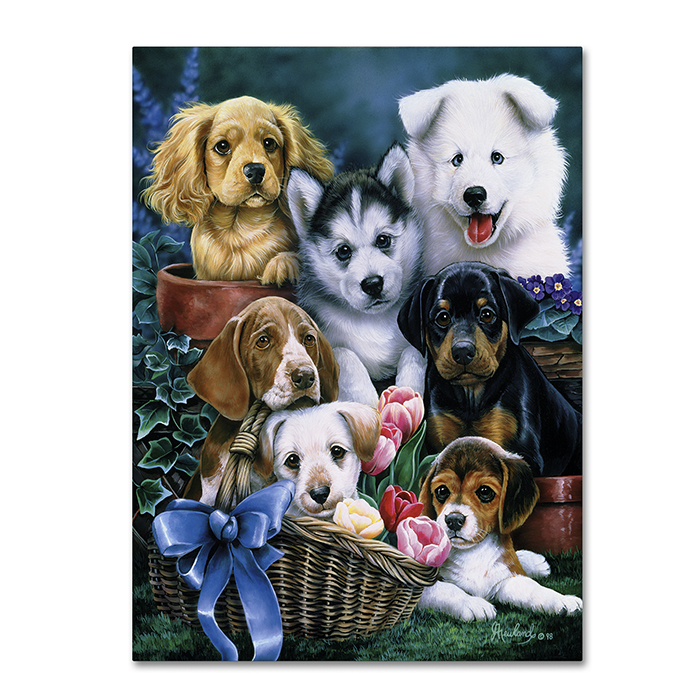 Jenny Newland 'Puppies' 14 X 19 Canvas Art