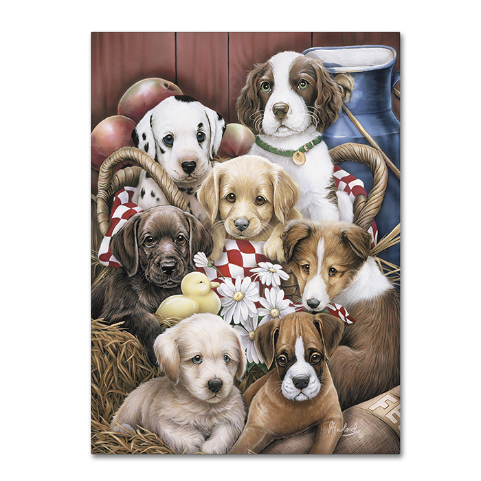 Jenny Newland 'Puppy Pals' 14 X 19 Canvas Art