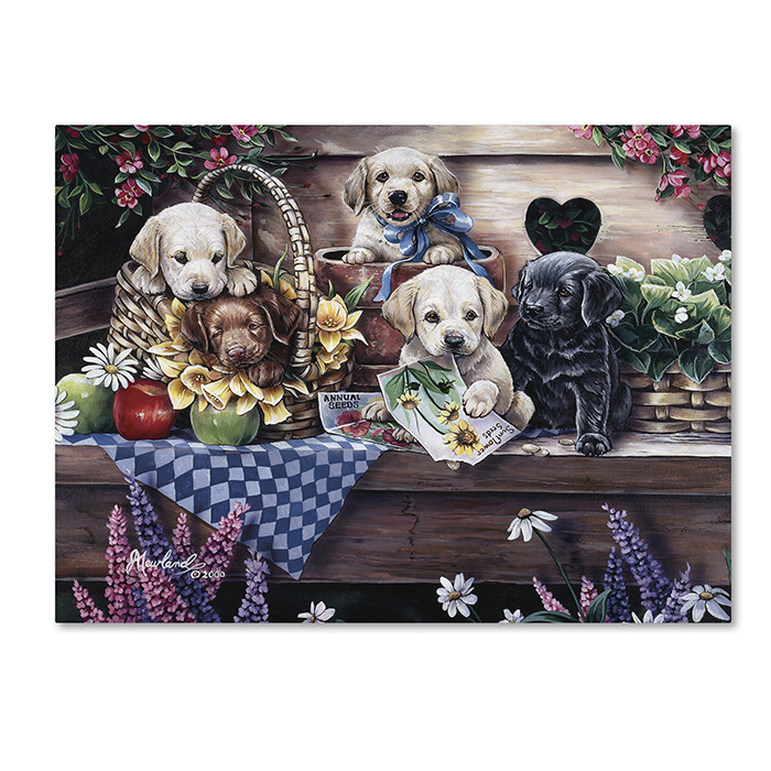 Jenny Newland 'Five Puppies' 14 X 19 Canvas Art