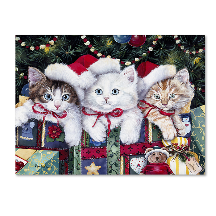 Jenny Newland 'Meowy Christmas' 14 X 19 Canvas Art