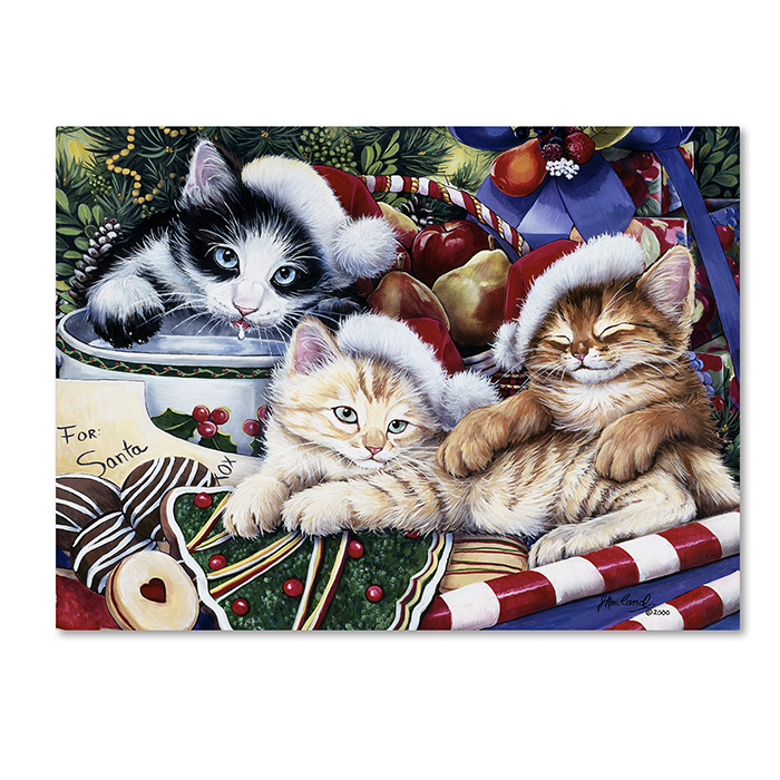 Jenny Newland 'Meowy Christmas 2' 14 X 19 Canvas Art