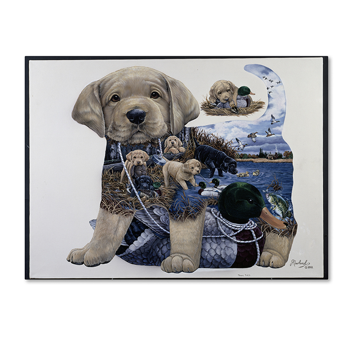 Jenny Newland 'Puppy Tails' 14 X 19 Canvas Art
