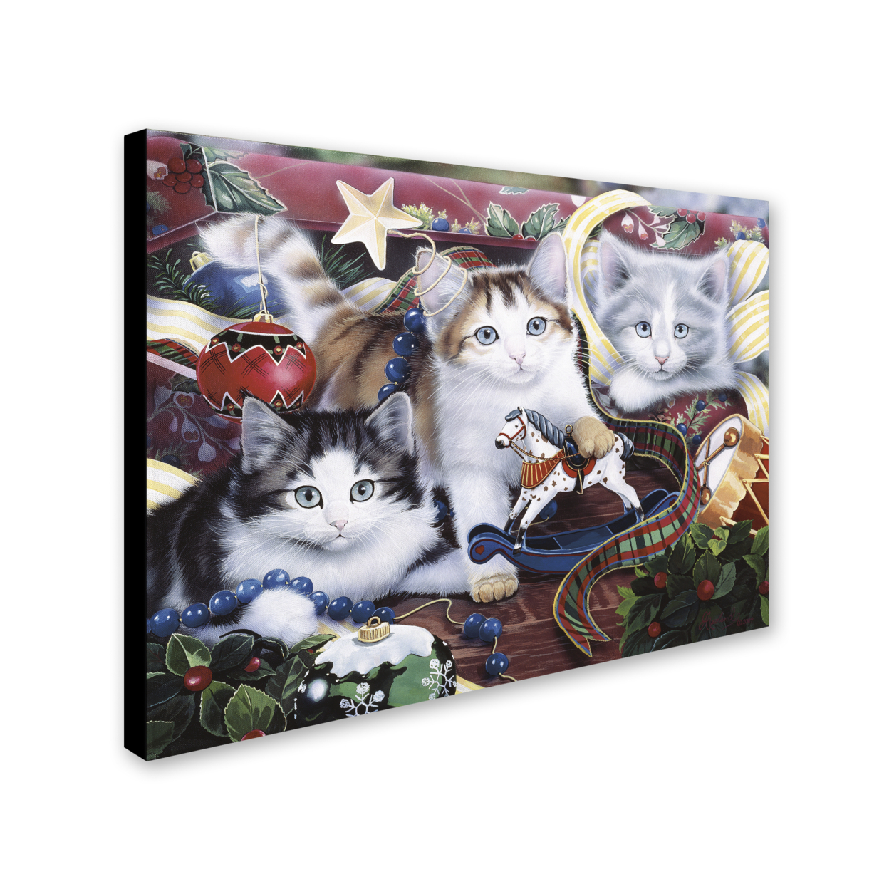 Jenny Newland 'Christmas Kittens & All The Trim'Ns' 14 X 19 Canvas Art