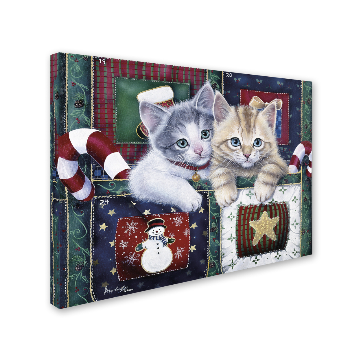 Jenny Newland 'Christmas Calendar Kittens' 14 X 19 Canvas Art