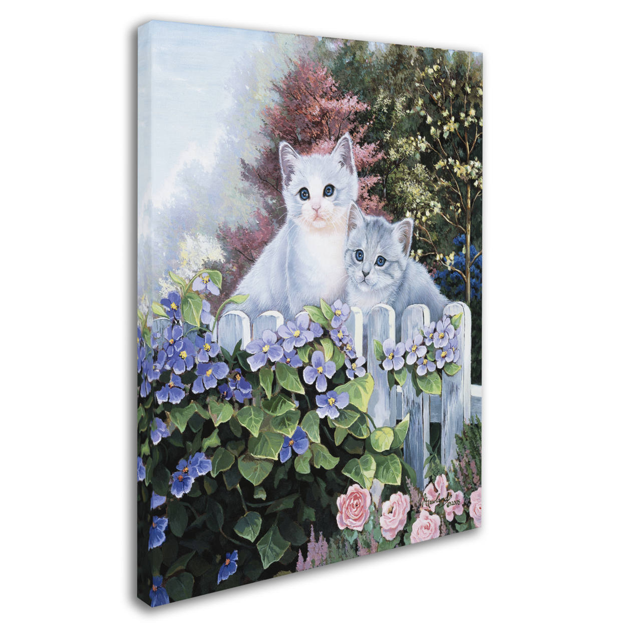 Jenny Newland 'Kittens In The Master's Garden ' 14 X 19 Canvas Art