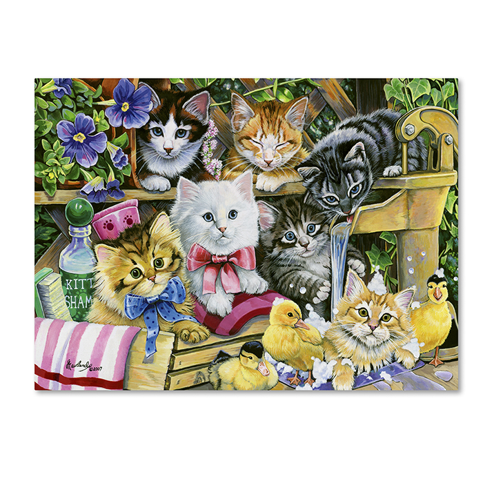 Jenny Newland 'Bathtime Kittens' 14 X 19 Canvas Art