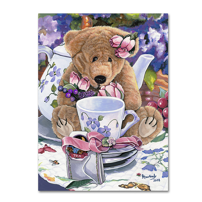 Jenny Newland 'Tea Party Bear 1' 14 X 19 Canvas Art
