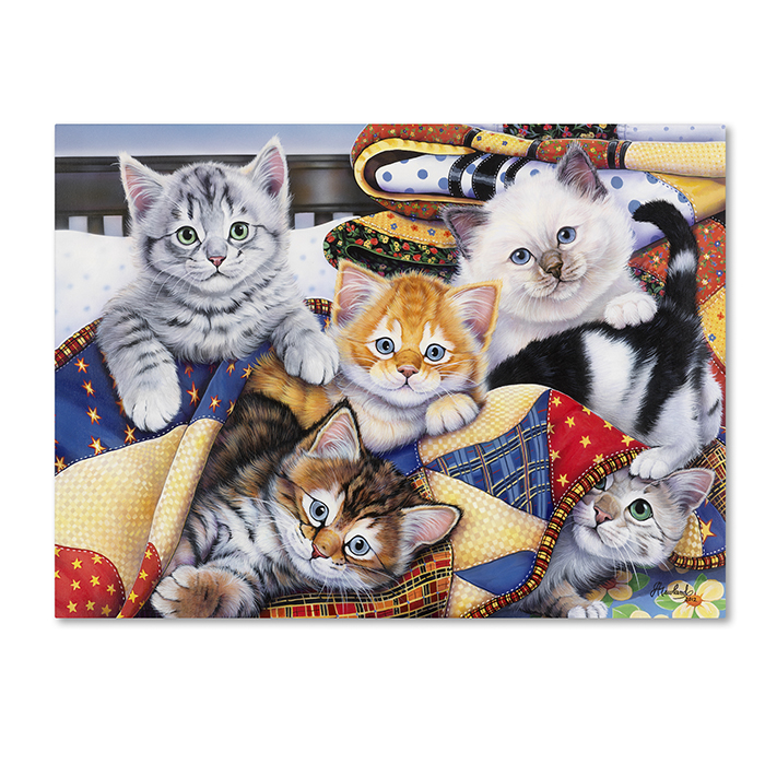 Jenny Newland 'Cozy Kittens' 14 X 19 Canvas Art