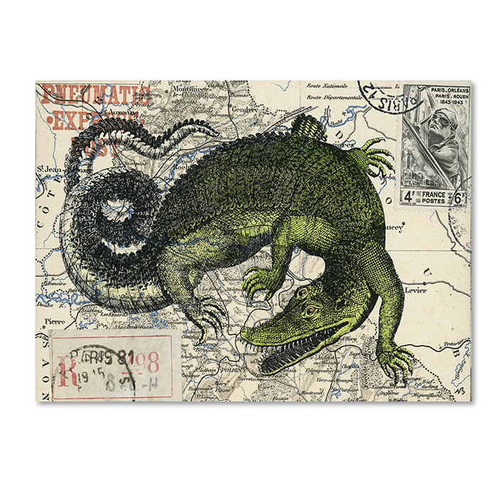 Nick Bantock 'Croc Map' 14 X 19 Canvas Art