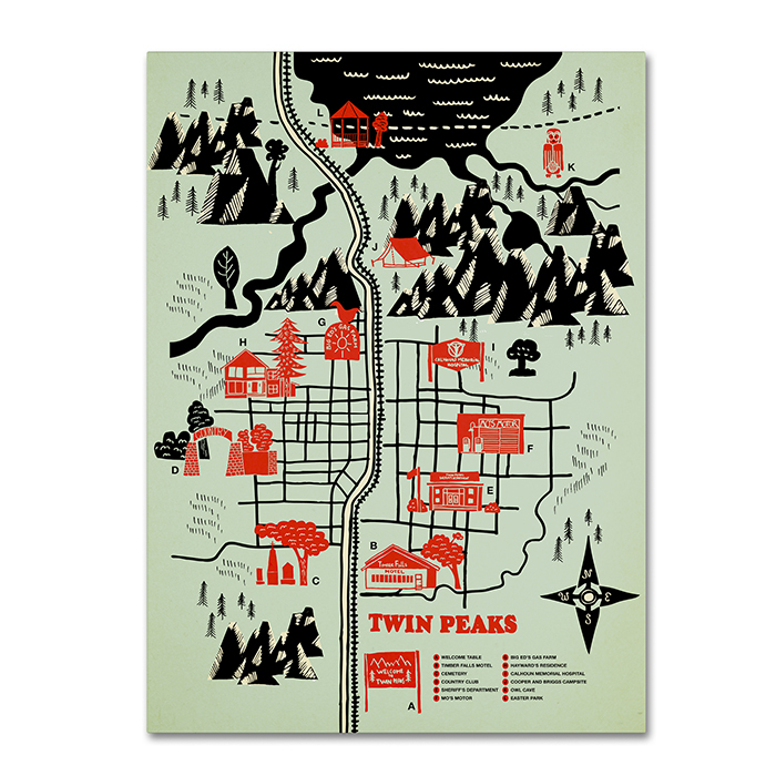 Robert Farkas 'Welcome To Twin Peaks' 14 X 19 Canvas Art