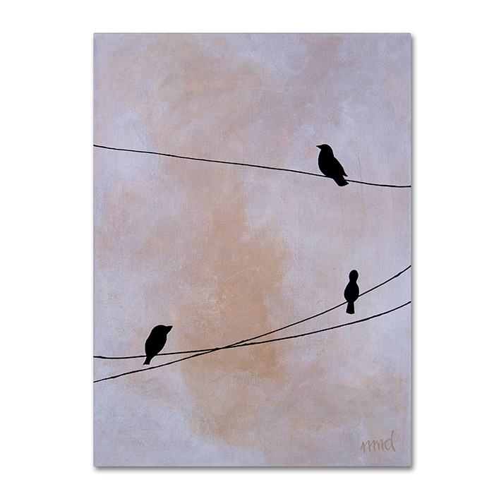 Nicole Dietz 'Bird On Wire White' 14 X 19 Canvas Art
