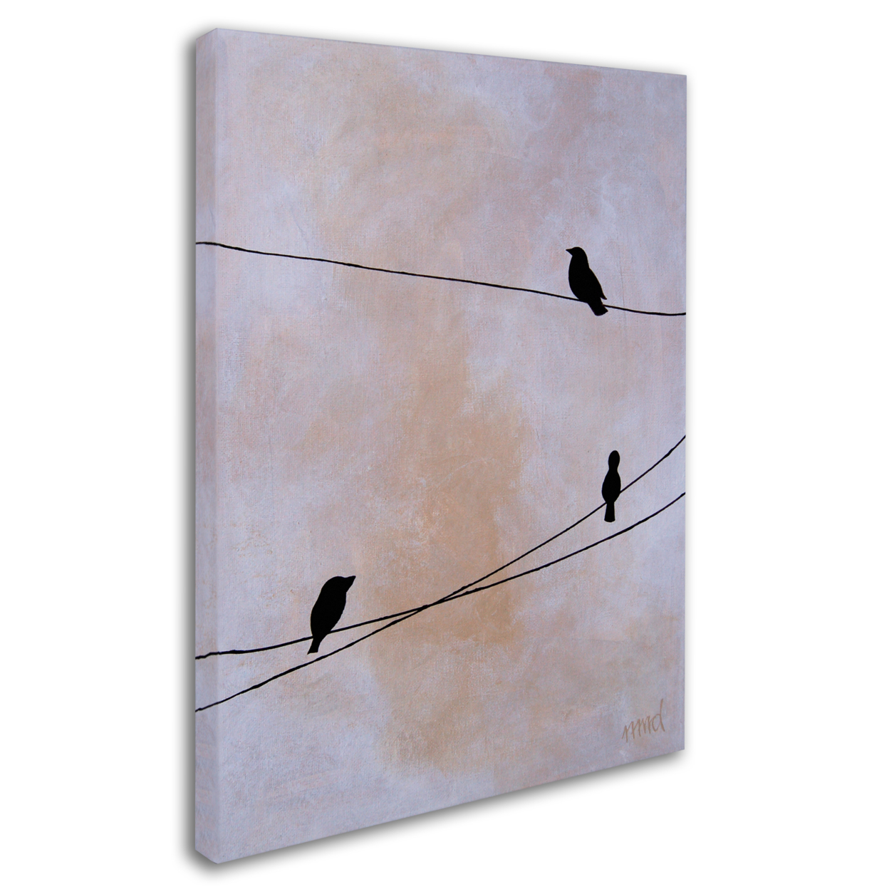 Nicole Dietz 'Bird On Wire White' 14 X 19 Canvas Art