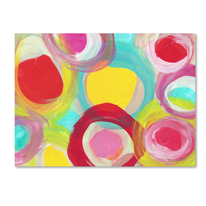 Amy Vangsgard 'Colorful Sun Circles Horizontal 1' 14 X 19 Canvas Art