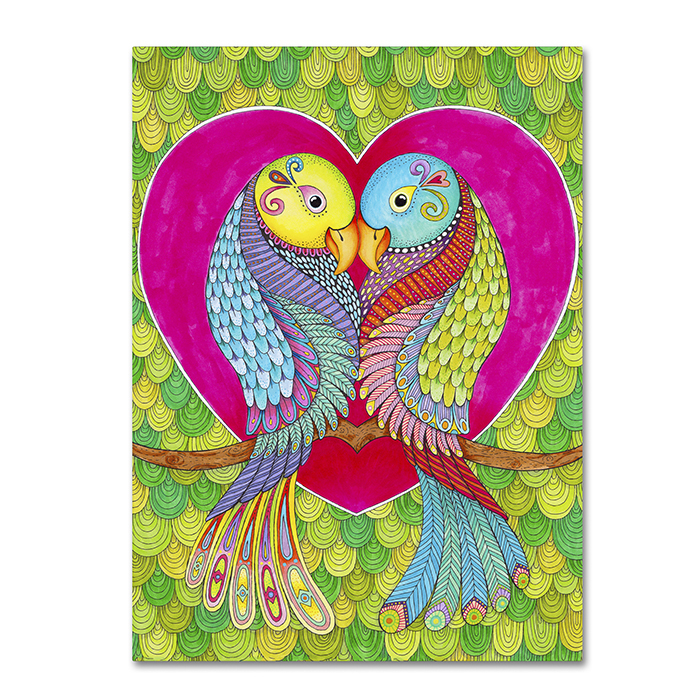 Hello Angel 'Lovebirds In Colour' 14 X 19 Canvas Art