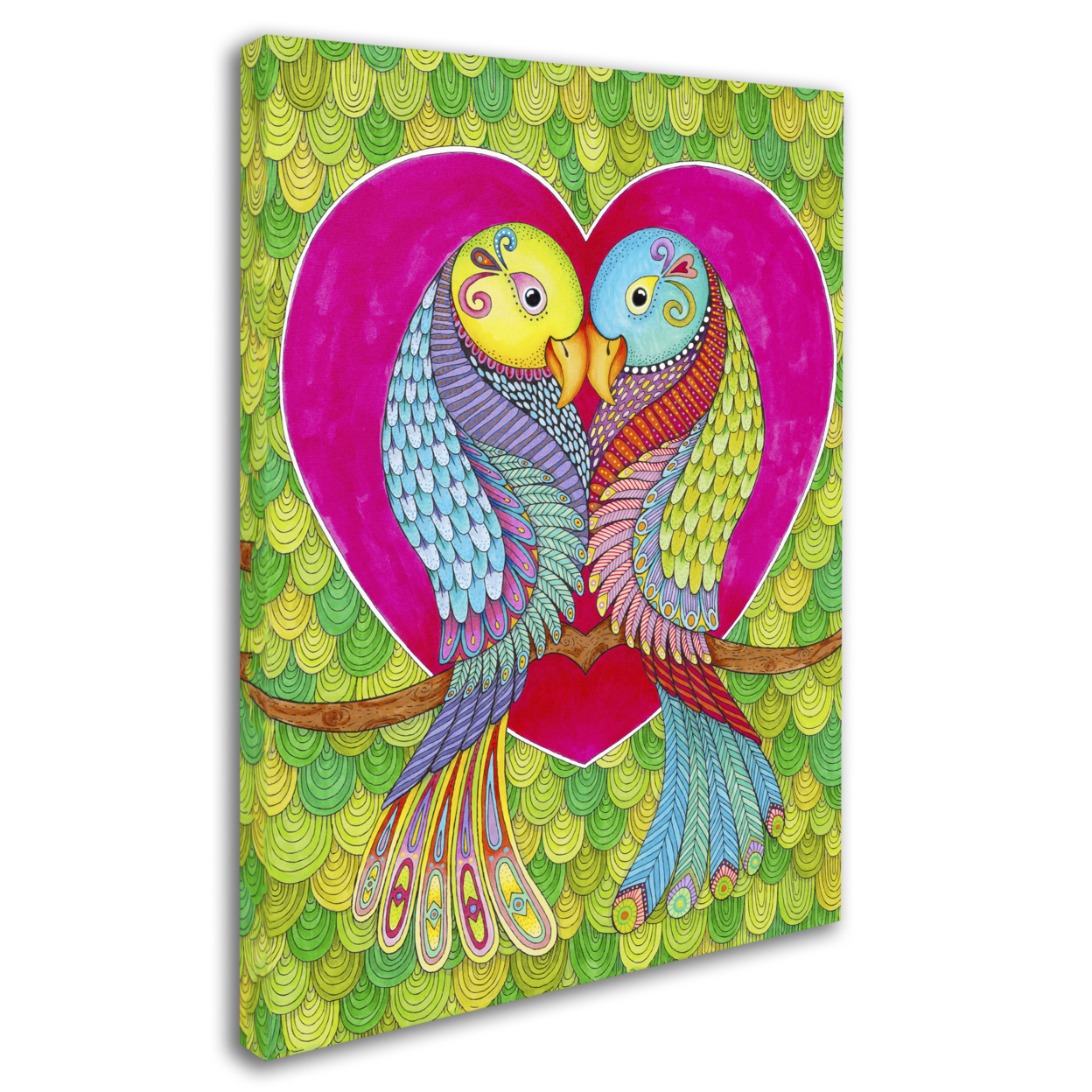 Hello Angel 'Lovebirds In Colour' 14 X 19 Canvas Art