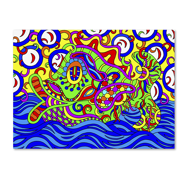 Kathy G. Ahrens 'Freddy The Fish Swimming' 14 X 19 Canvas Art