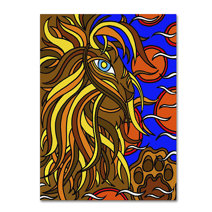 Kathy G. Ahrens 'Lester The Lion Alive' 14 X 19 Canvas Art