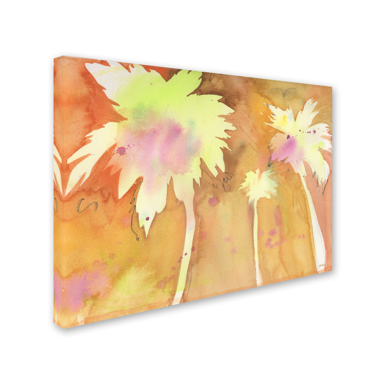 Sheila Golden 'Sunset Palms' 14 X 19 Canvas Art