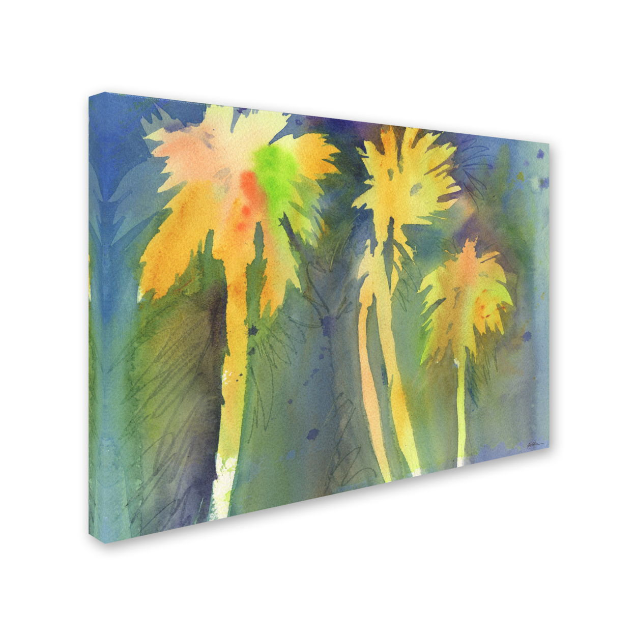 Sheila Golden 'Night Palms 3' 14 X 19 Canvas Art