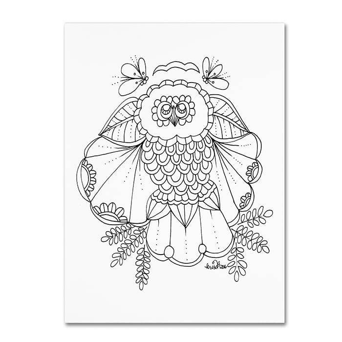 KCDoodleArt 'Flower Owl' 14 X 19 Canvas Art
