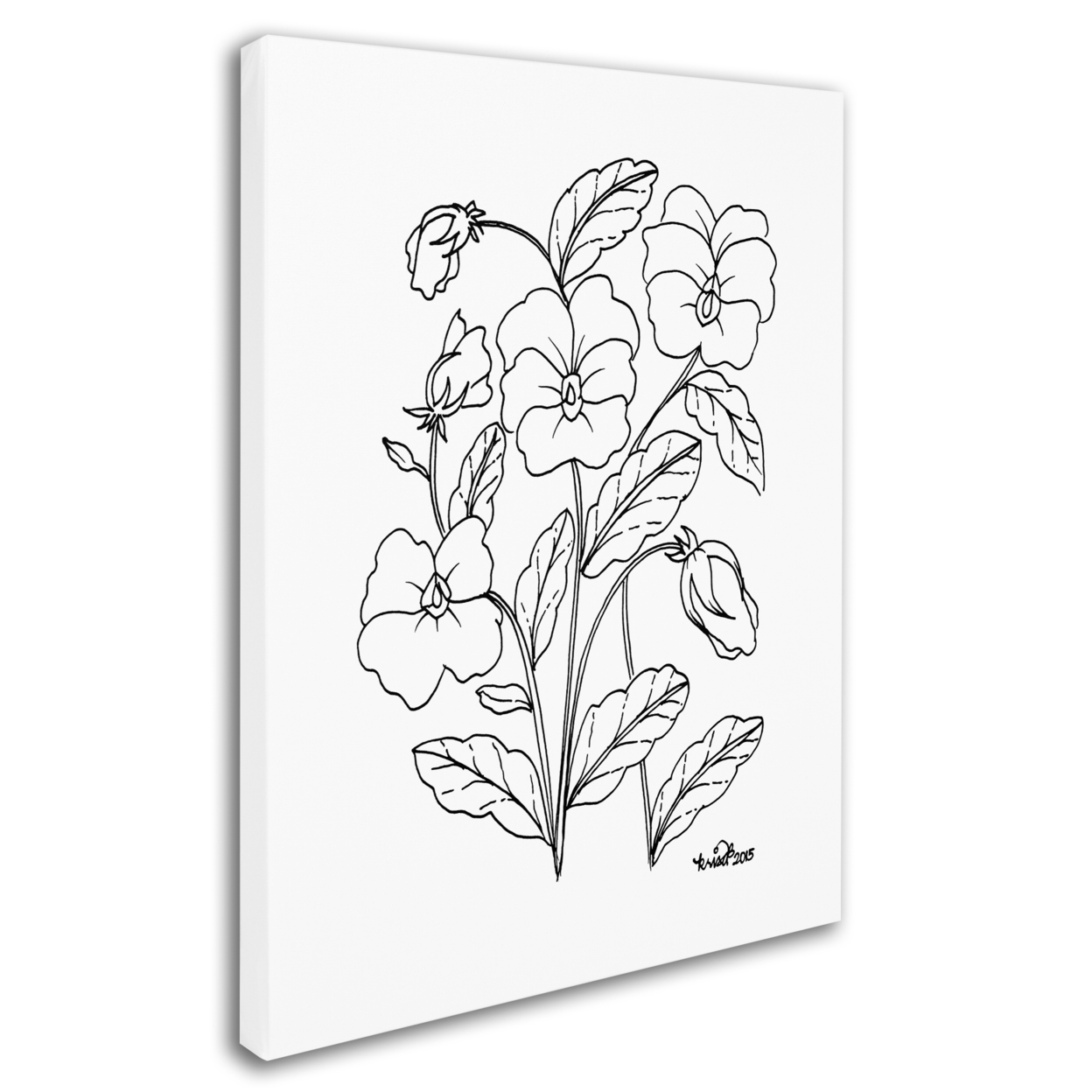 KCDoodleArt 'Simple Flower Doodle 3' 14 X 19 Canvas Art