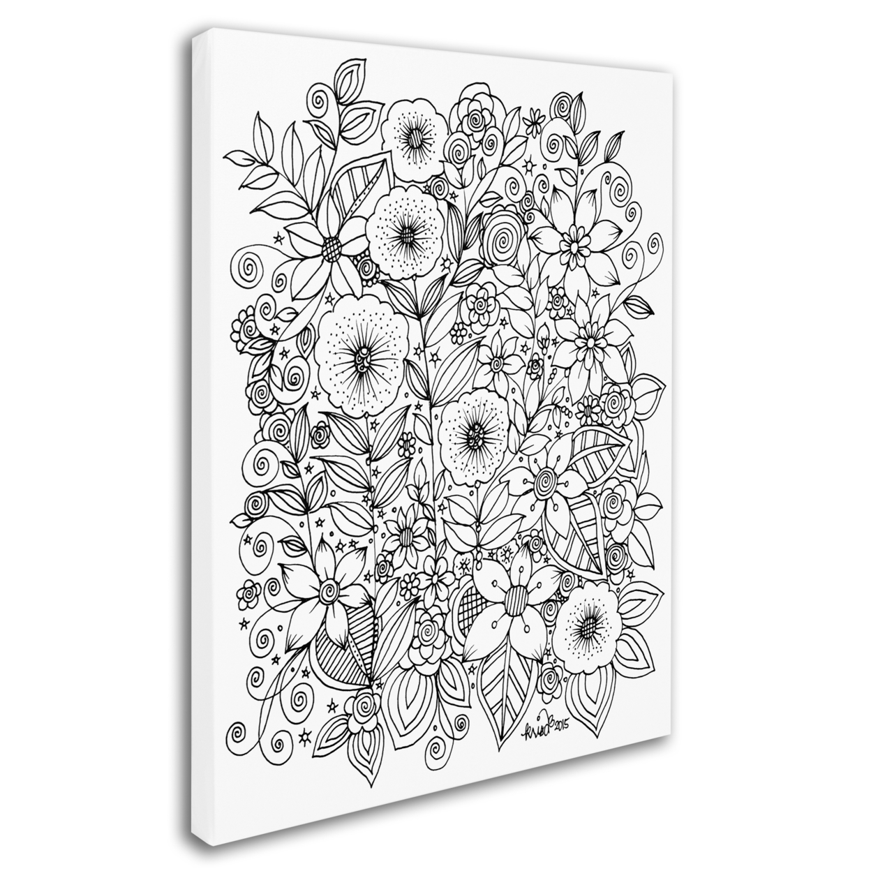 KCDoodleArt 'Flower Design 1' 14 X 19 Canvas Art