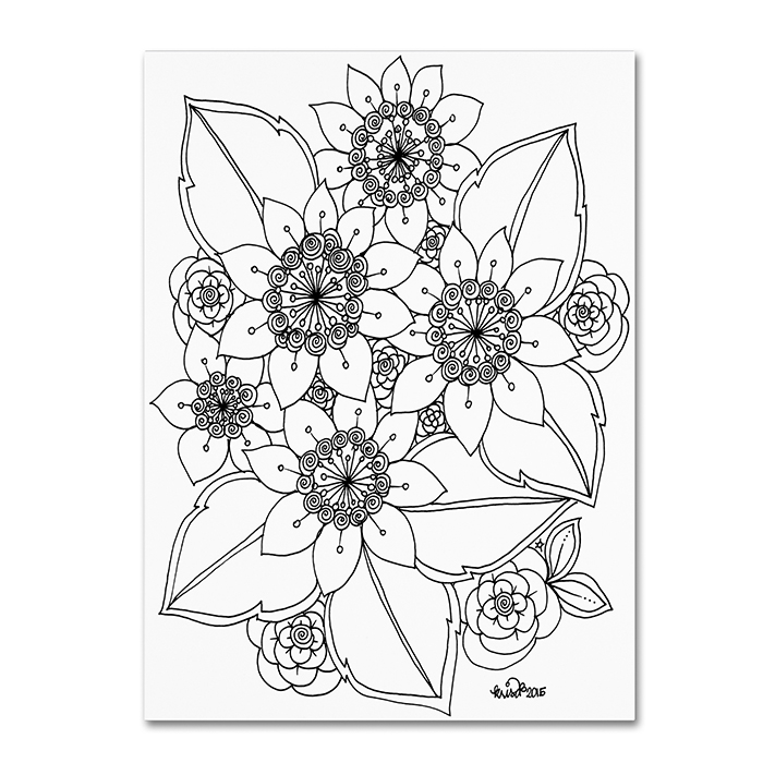 KCDoodleArt 'Flower Design 4' 14 X 19 Canvas Art