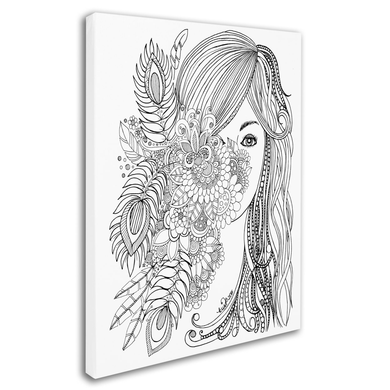 KCDoodleArt 'Flower Girls 2' 14 X 19 Canvas Art