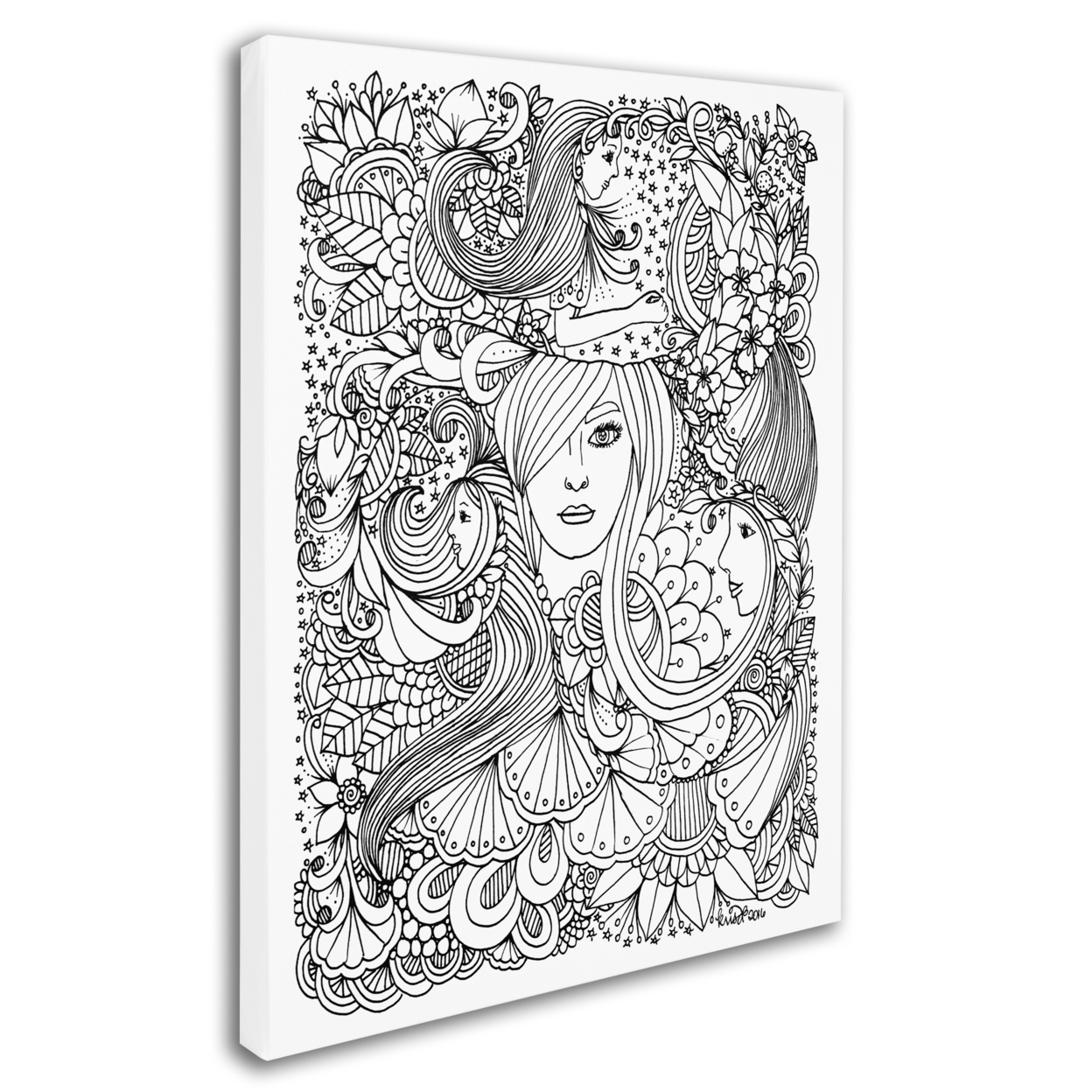 KCDoodleArt 'Flower Girls 10' 14 X 19 Canvas Art