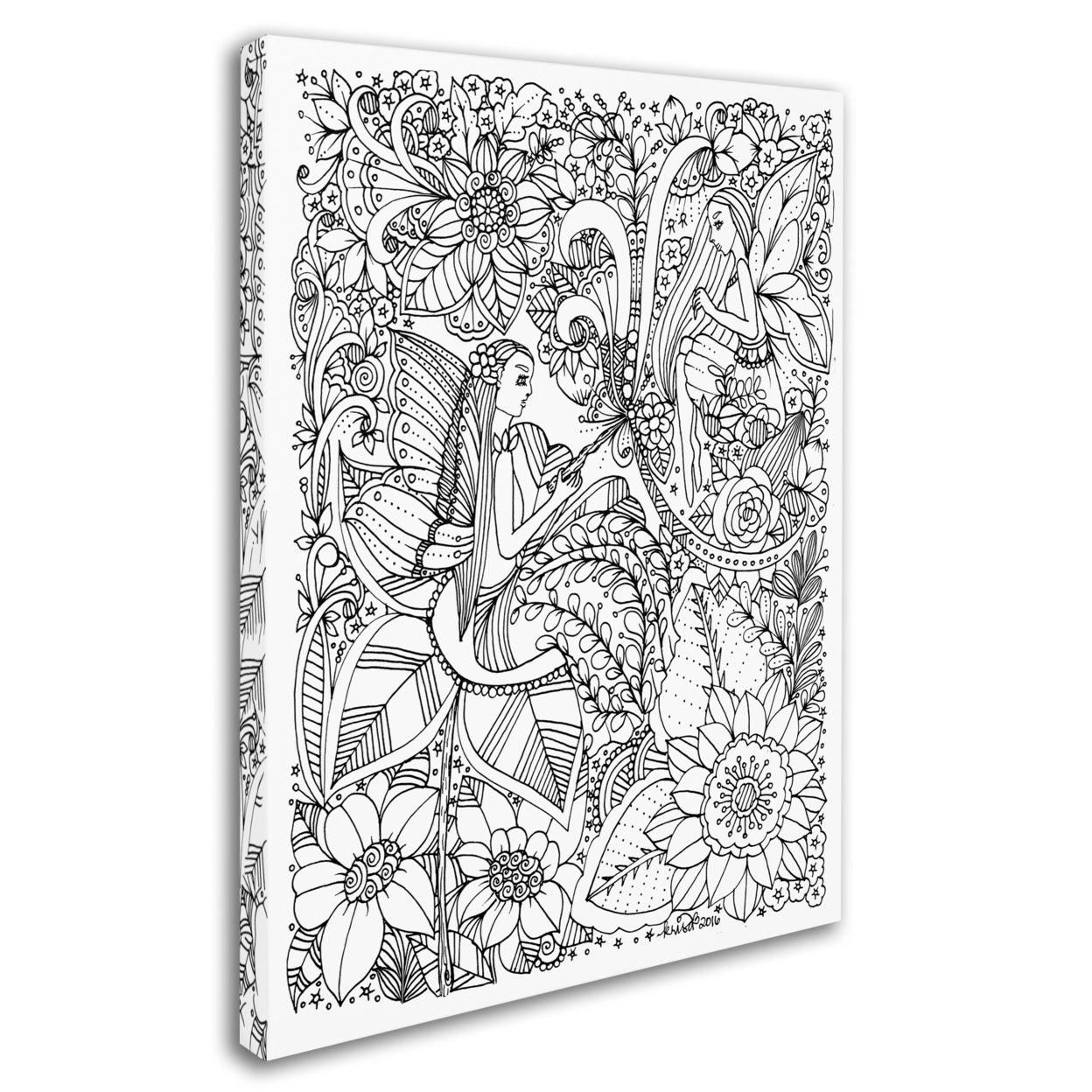 KCDoodleArt 'Fairies And Woodland Creatures 4' 14 X 19 Canvas Art