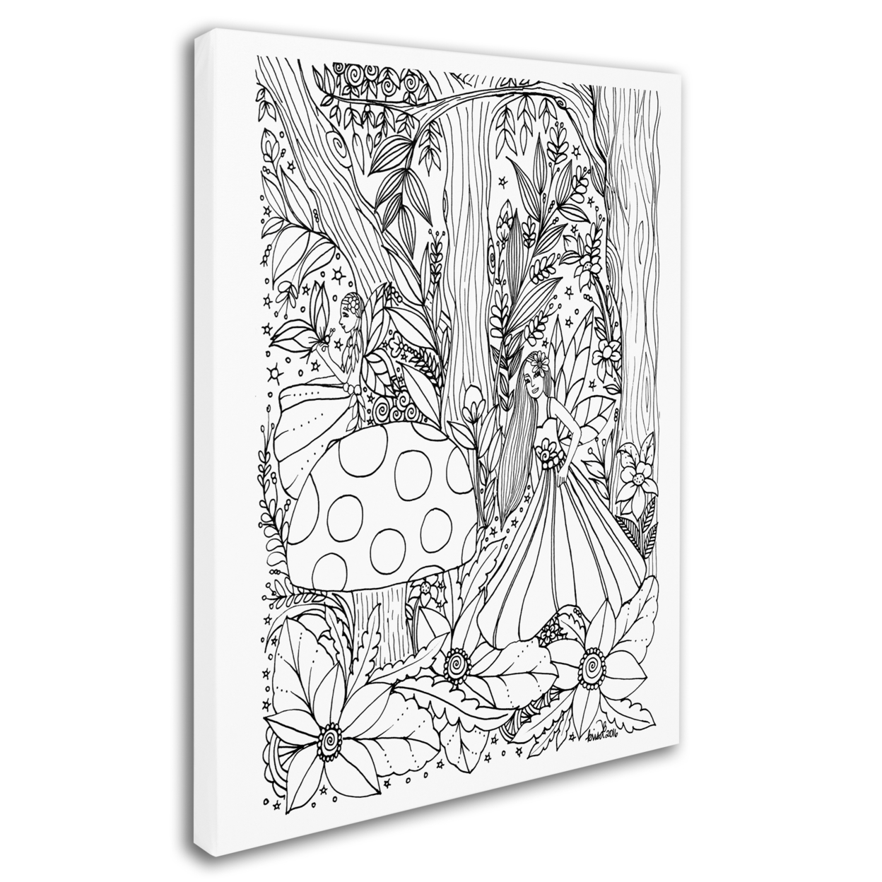 KCDoodleArt 'Fairies And Woodland Creatures 5' 14 X 19 Canvas Art