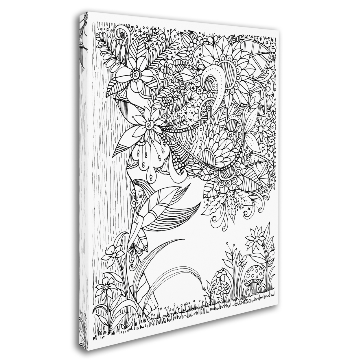 KCDoodleArt 'Fairies And Woodland Creatures 6' 14 X 19 Canvas Art