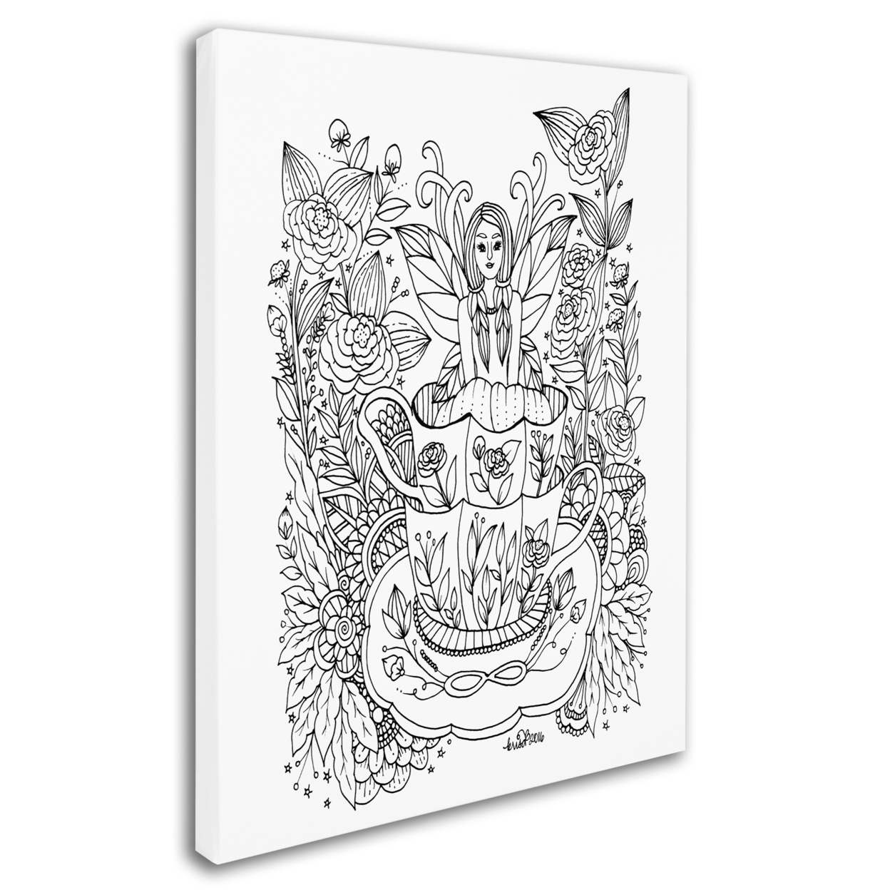 KCDoodleArt 'Fairies And Woodland Creatures 11' 14 X 19 Canvas Art