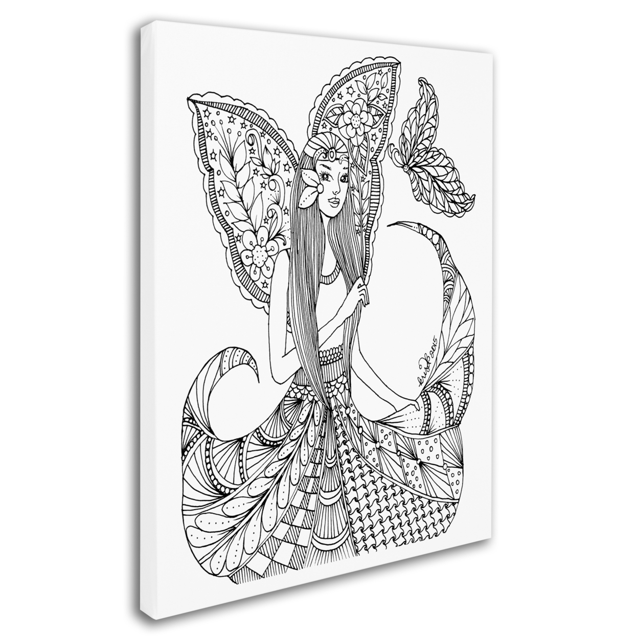 KCDoodleArt 'Fairies And Woodland Creatures 13' 14 X 19 Canvas Art