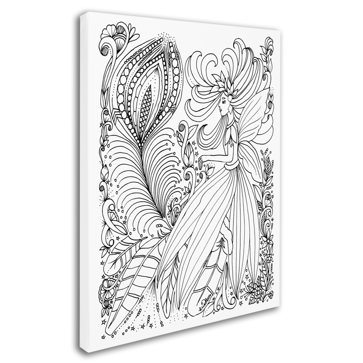KCDoodleArt 'Fairies And Woodland Creatures 15' 14 X 19 Canvas Art