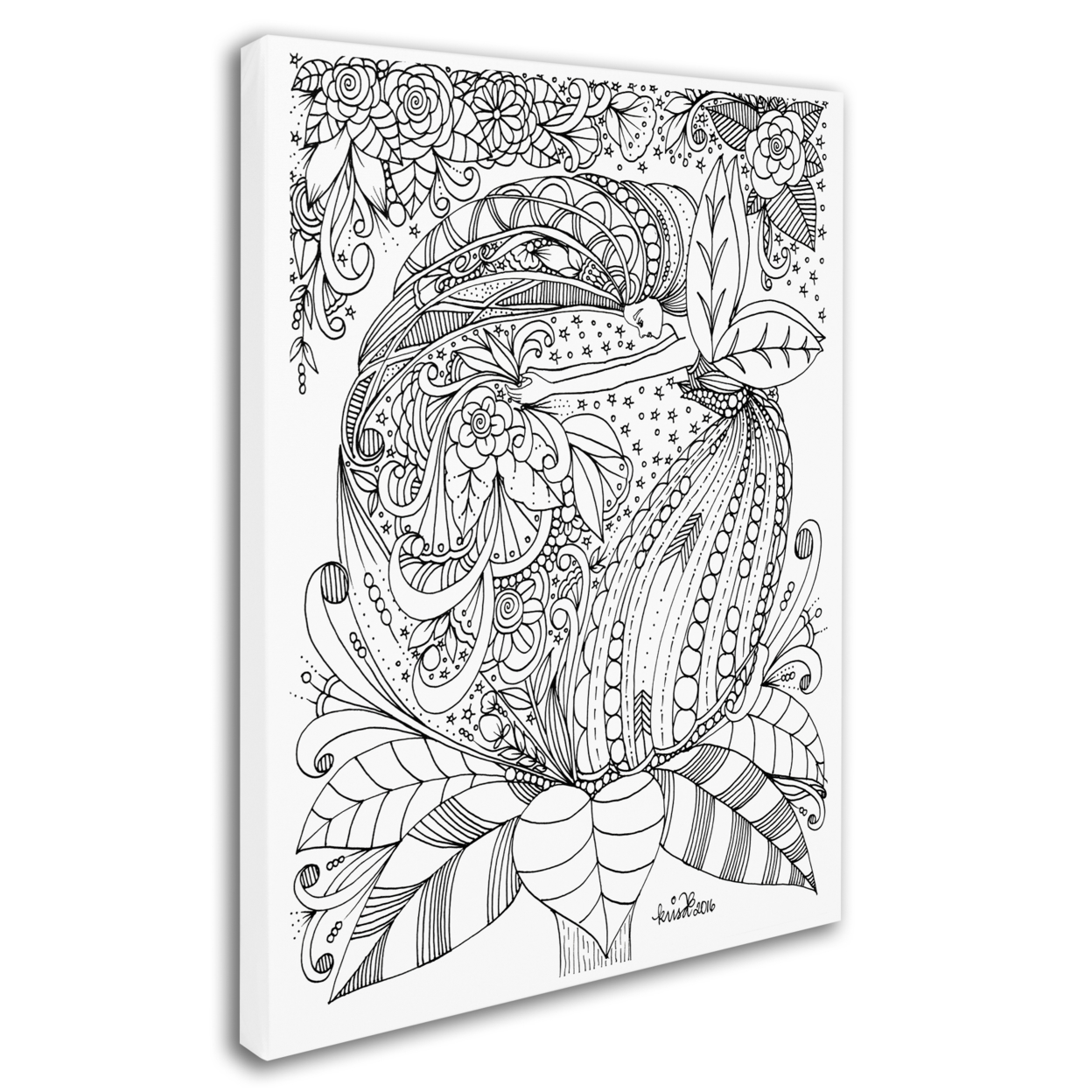 KCDoodleArt 'Fairies And Woodland Creatures 16' 14 X 19 Canvas Art